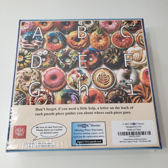NEW Think Master 'Delicious Donuts' 500 Piece Jigsaw Puzzle, 19 x 27 - Picture 2 of 5